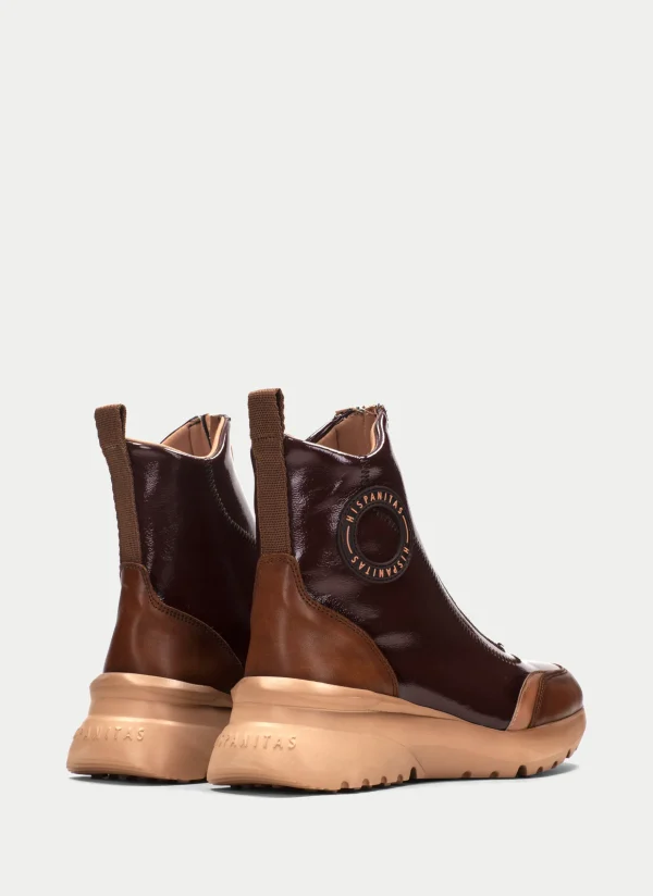 Botin sport polinesia cuero-marrón