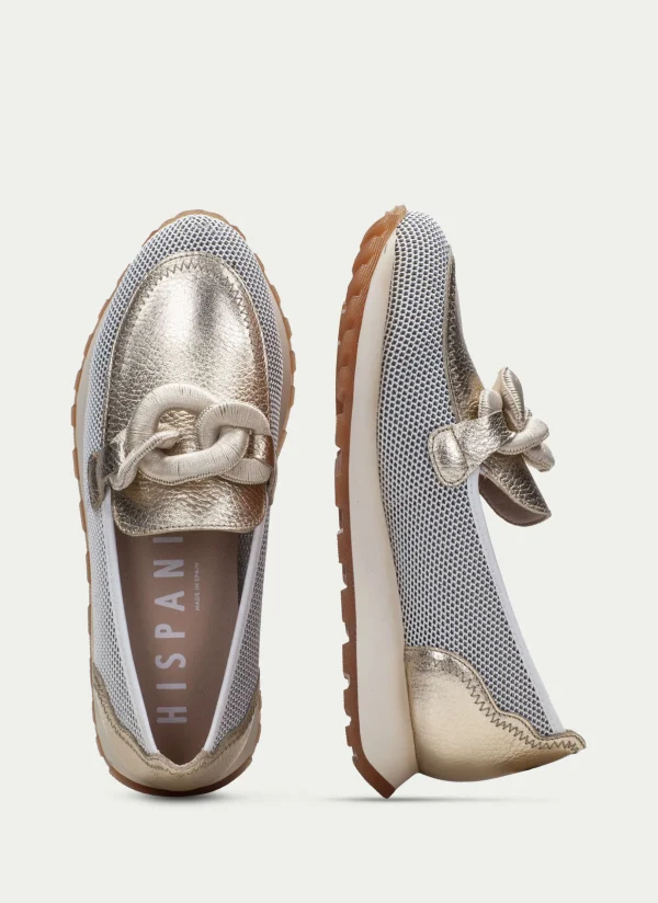 Mocasin Sport loira blanco-oro