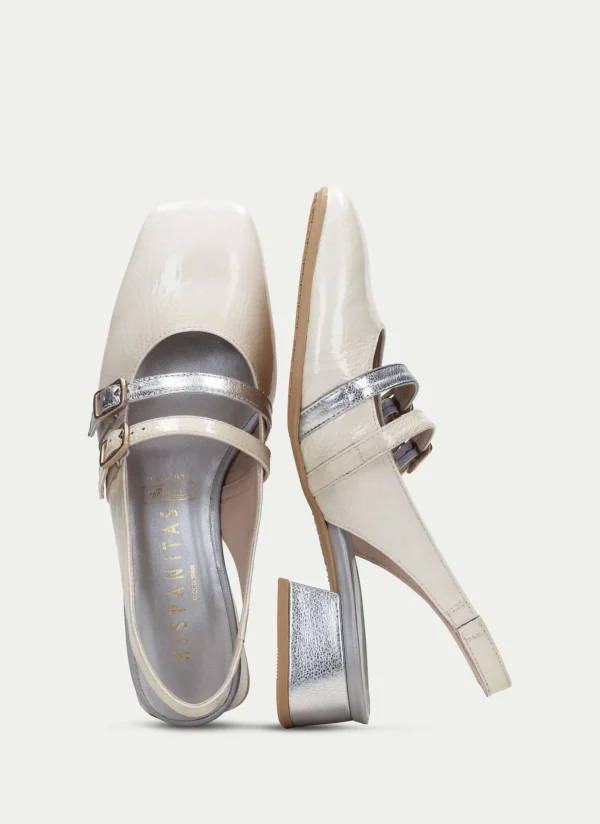 Zapato Plano aruba crema-plata